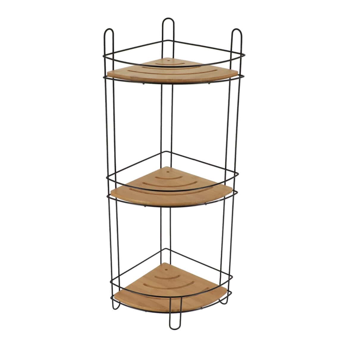 Corner Bathroom Organizer Storage 3 Shelves Bamboo Black
