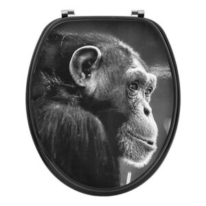 elongated toilet seat with primate design