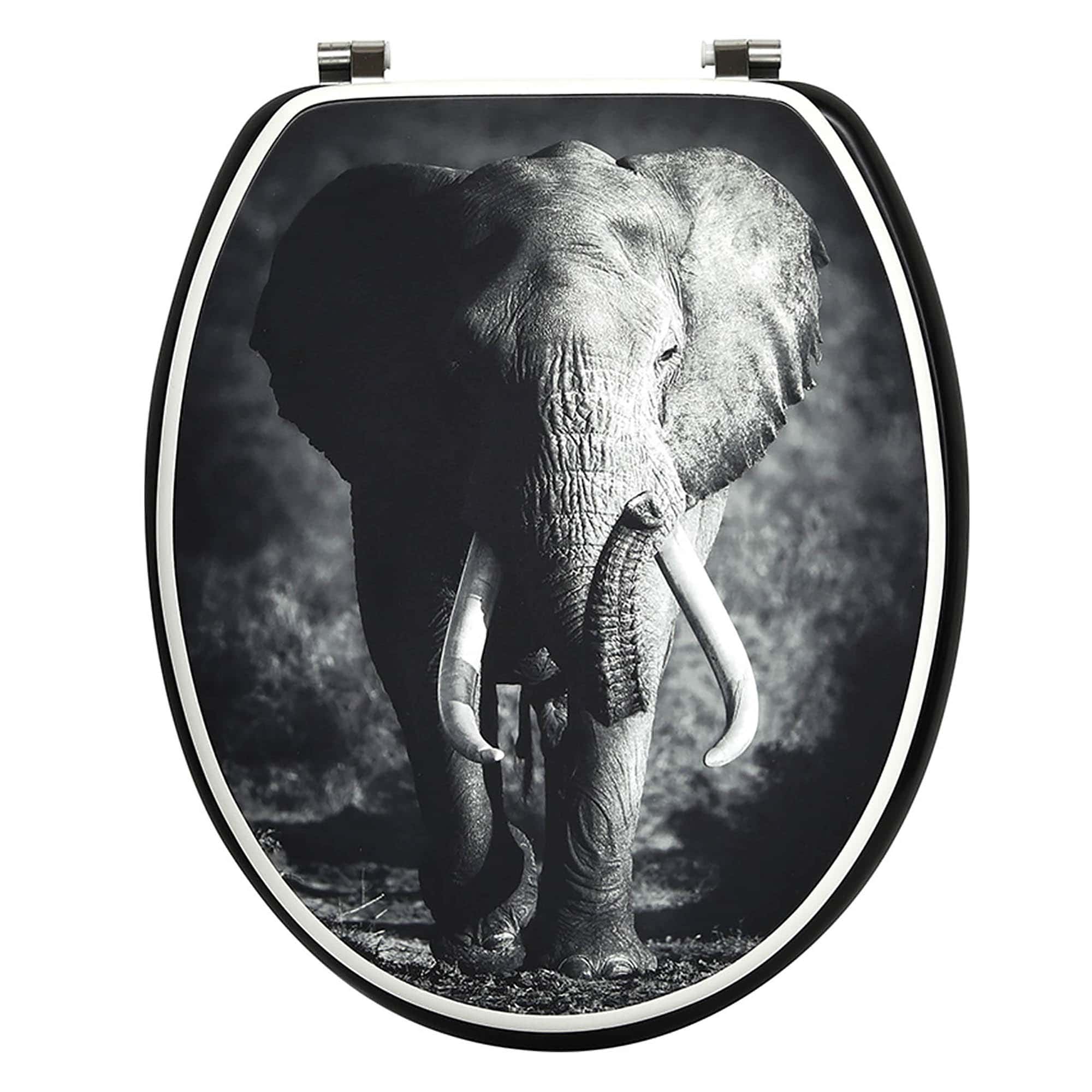 elongated toilet seat with elephant design