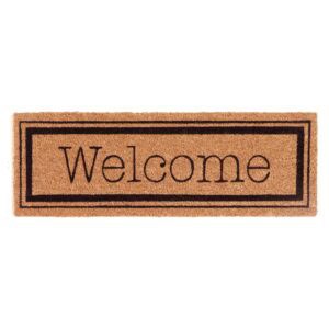 Welcome coir doormat on white background, 30x10 inches