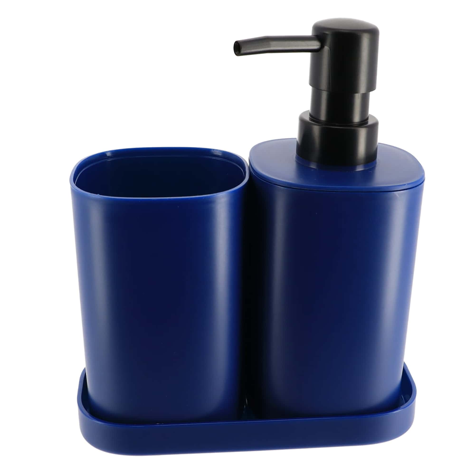 Royal Blue Bath Set 3 Pieces -Tumbler- Soap Dispenser-Soap Dish
