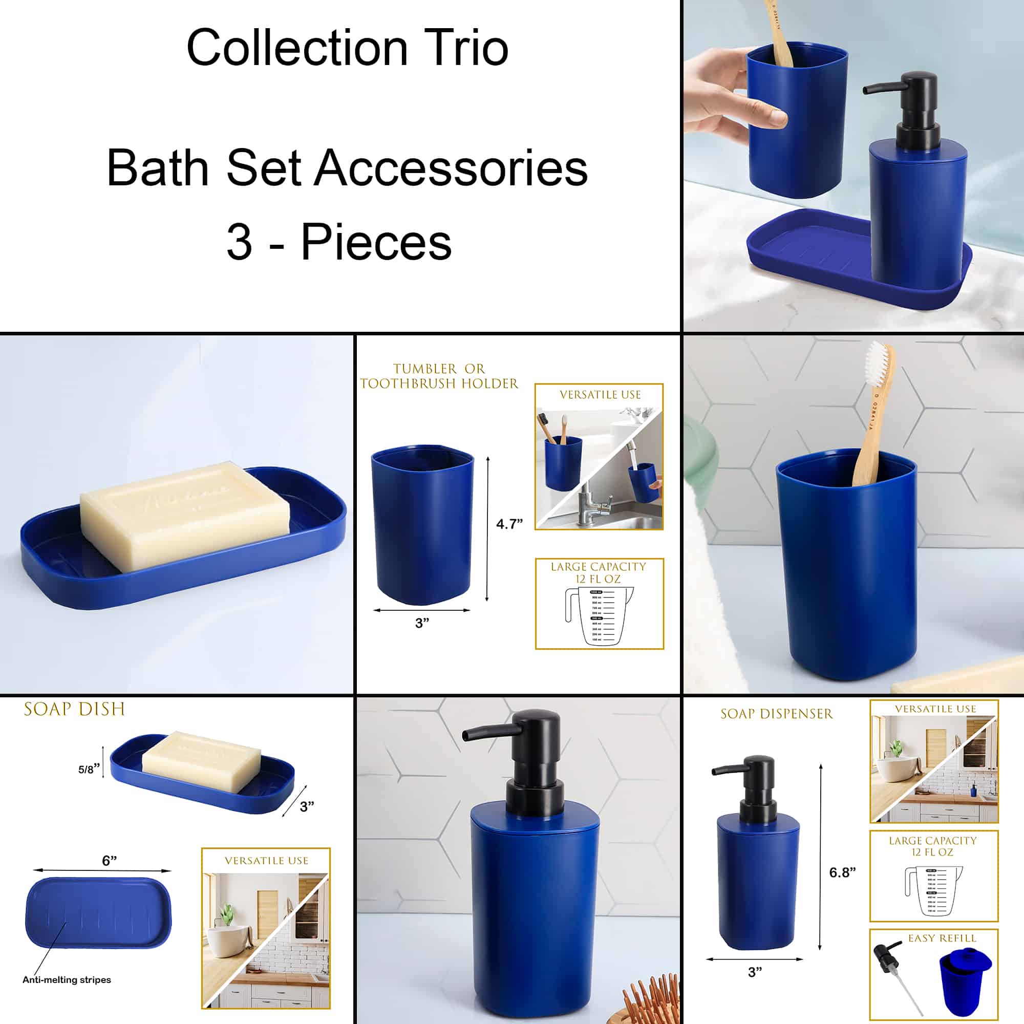 Marble Effect Bathroom Accessory Set 4-Pieces Evideco