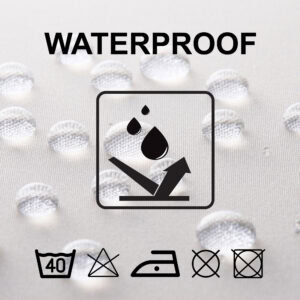 Waterproof polyester shower curtain fabric with care symbols