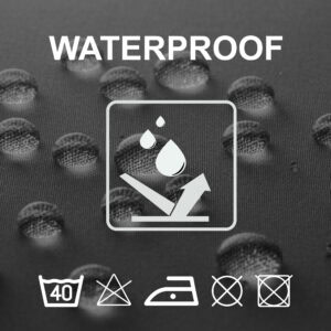 Waterproof black polyester shower curtain fabric with care symbols