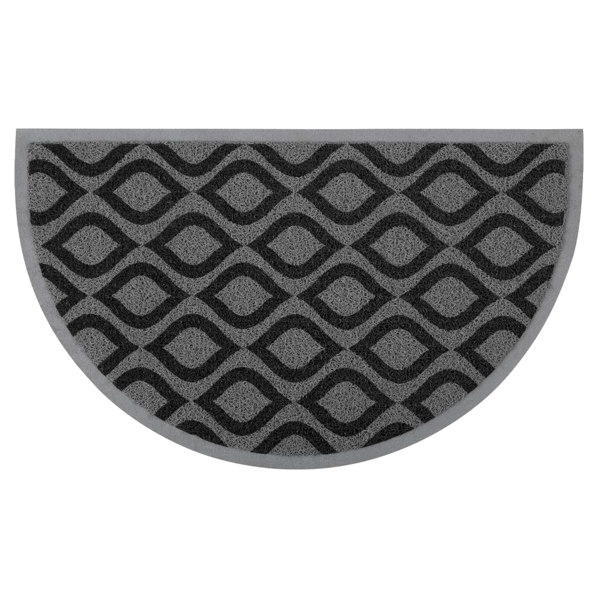 Semi-Circle Geometric Design Door Mat 30" x 18" Gray and Black