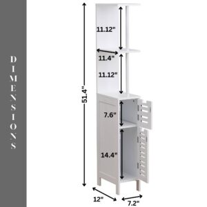 Diagram displaying the dimensions of the freestanding cabinet with detailed measurements for open and closed storage spaces.