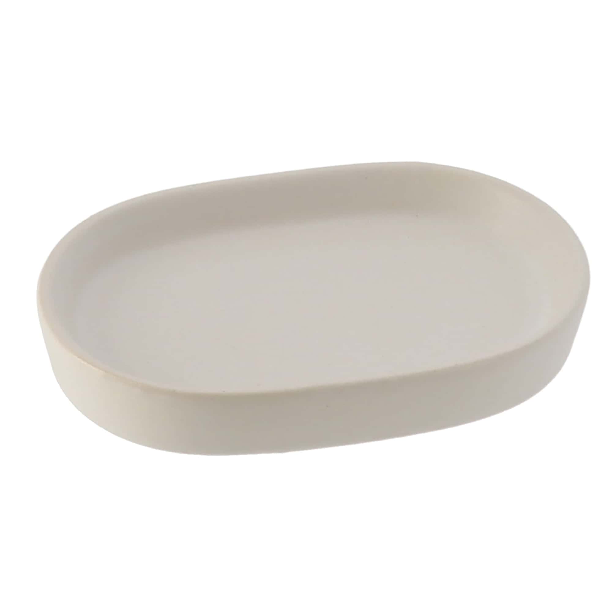 Simple and Elegant Stoneware Soap Dish Cup White- Clean & Tidy