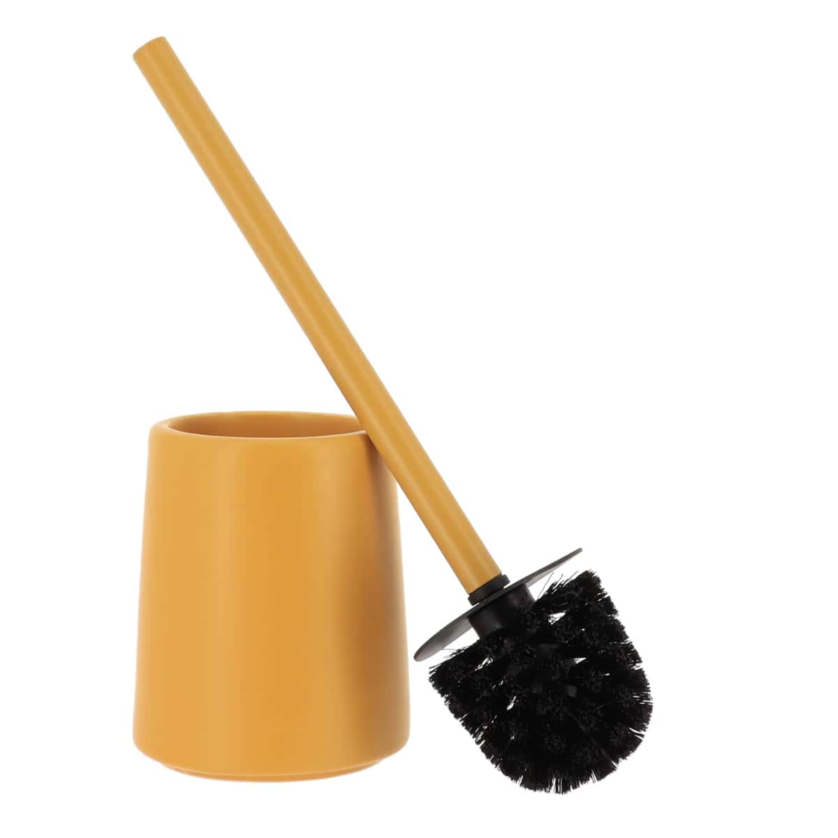 Yellow Mustard Stoneware Toilet Bowl Brush and Holder - Durable