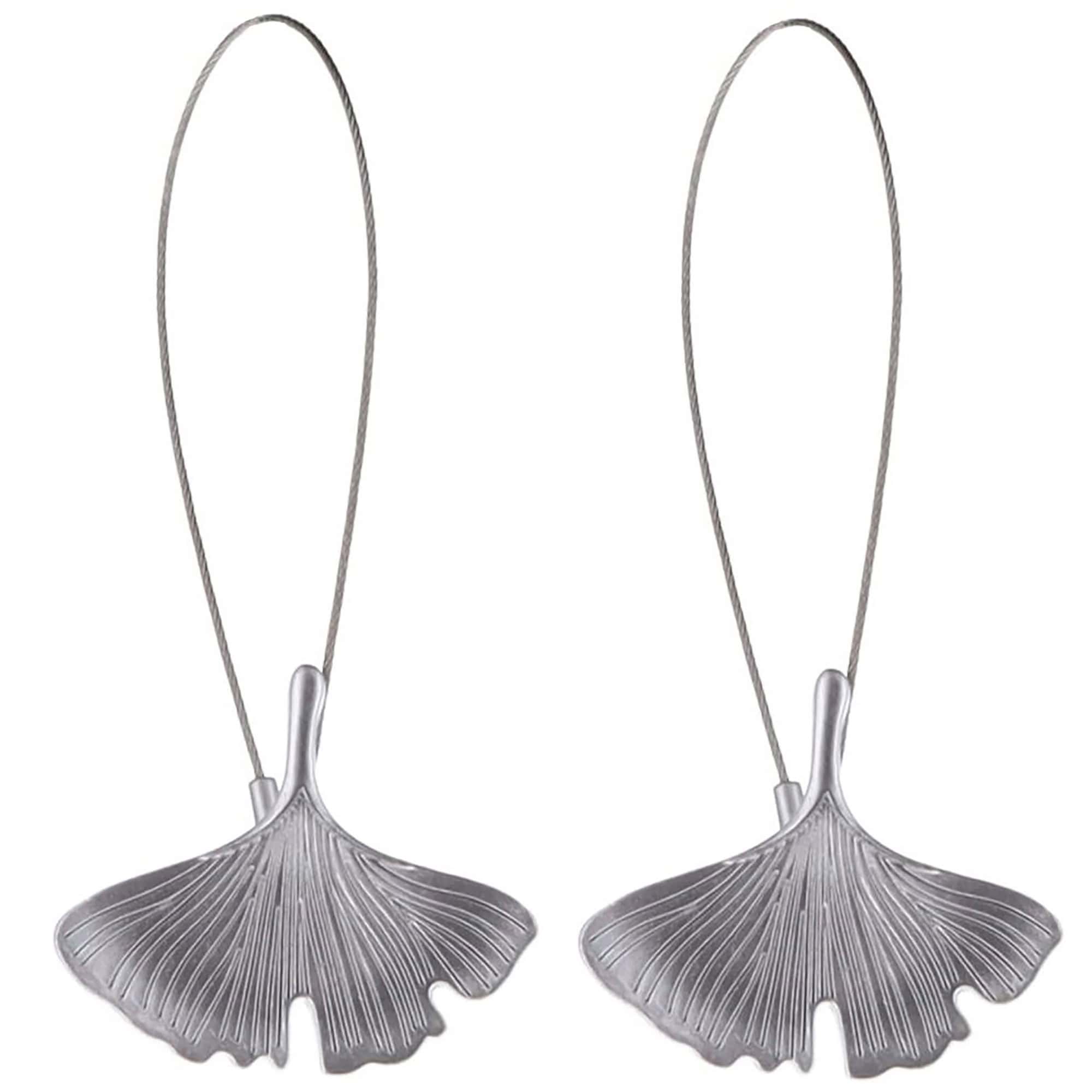 gingko leaf curtain tiebacks in silver