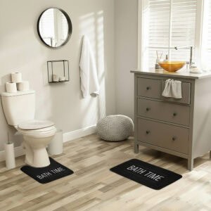 contour mat and bath mat in situation on bathroom floor