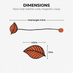 Terracotta leaf tieback dimensions: 11.8 in total length, 2.12 by 1.8 in leaf
