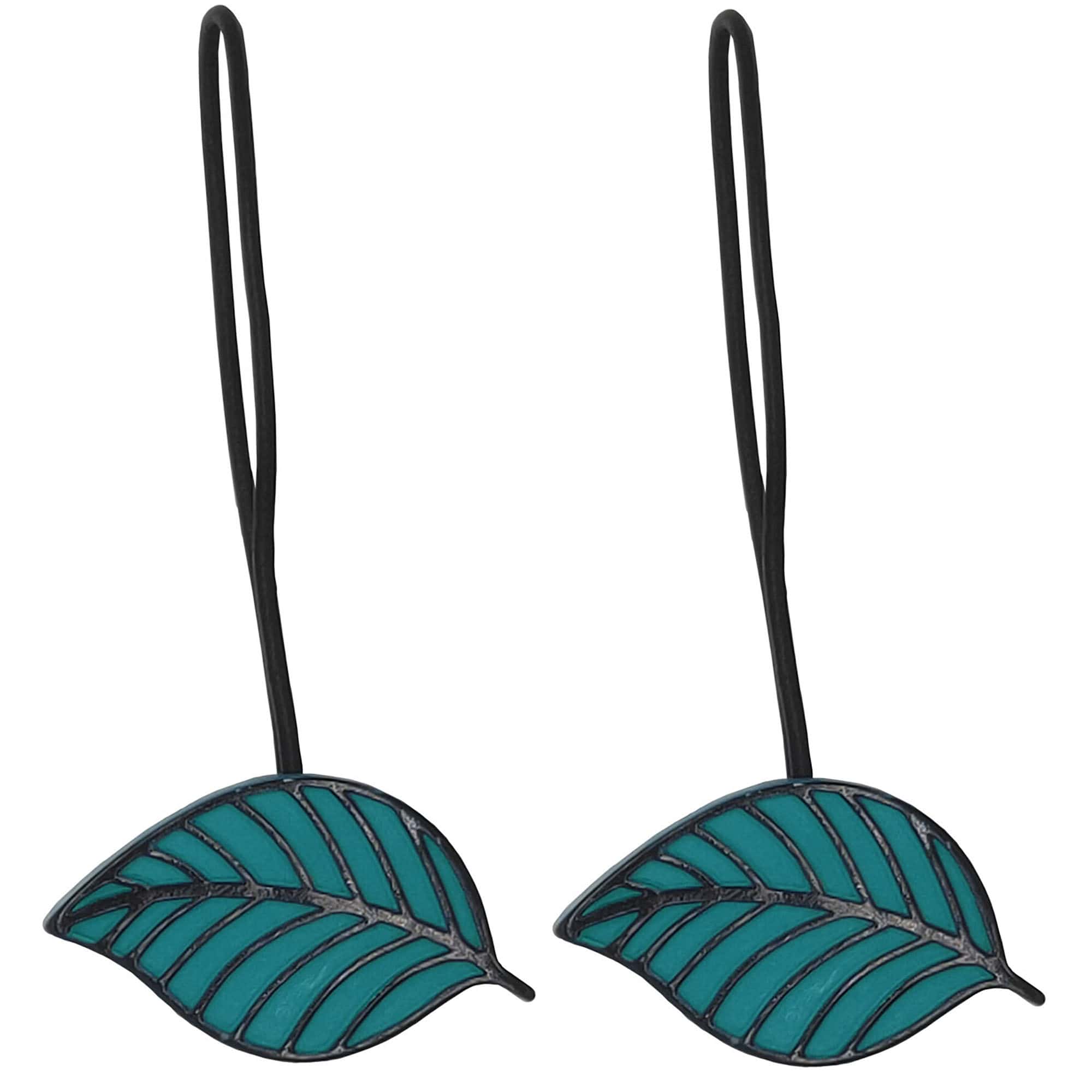 teal leaf tiebacks on white background