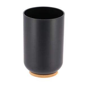 black and bamboo bathroom tumbler cup