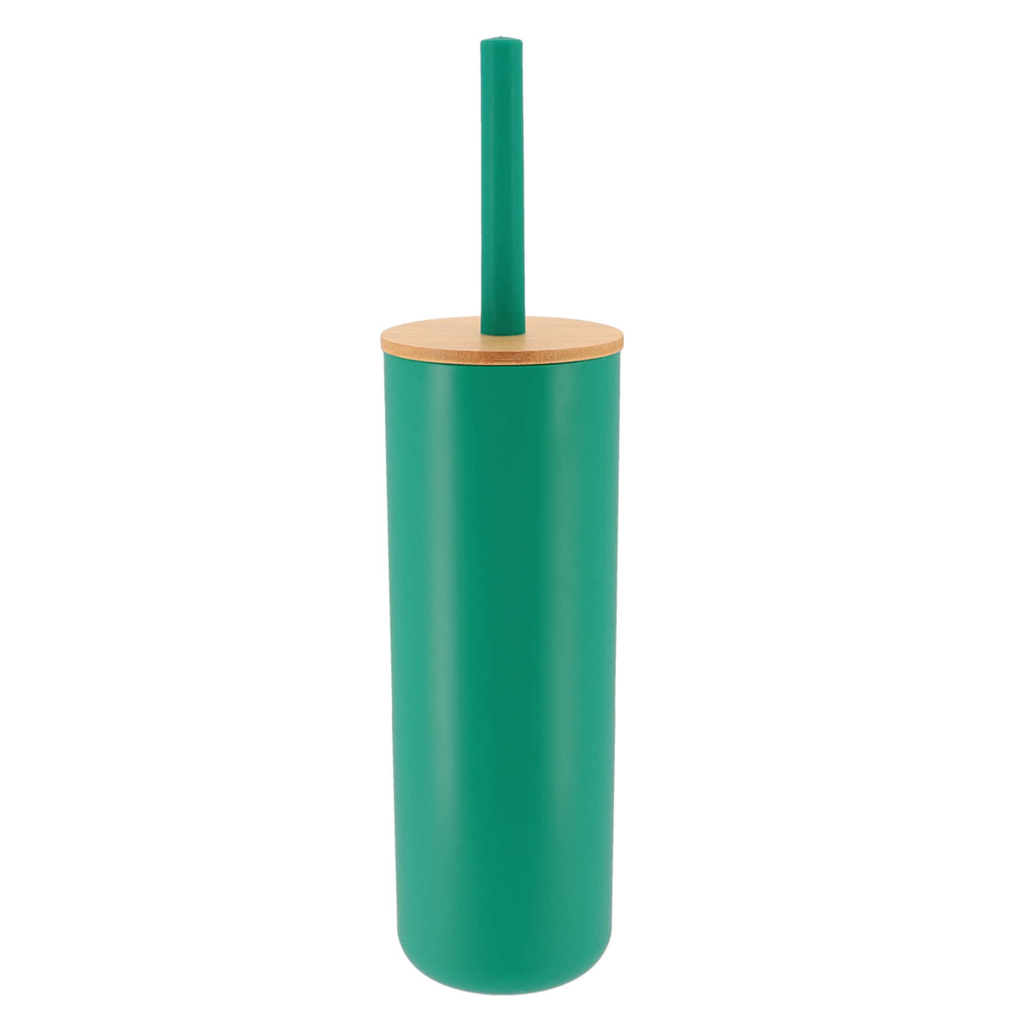 green and bamboo toilet brush and holder set