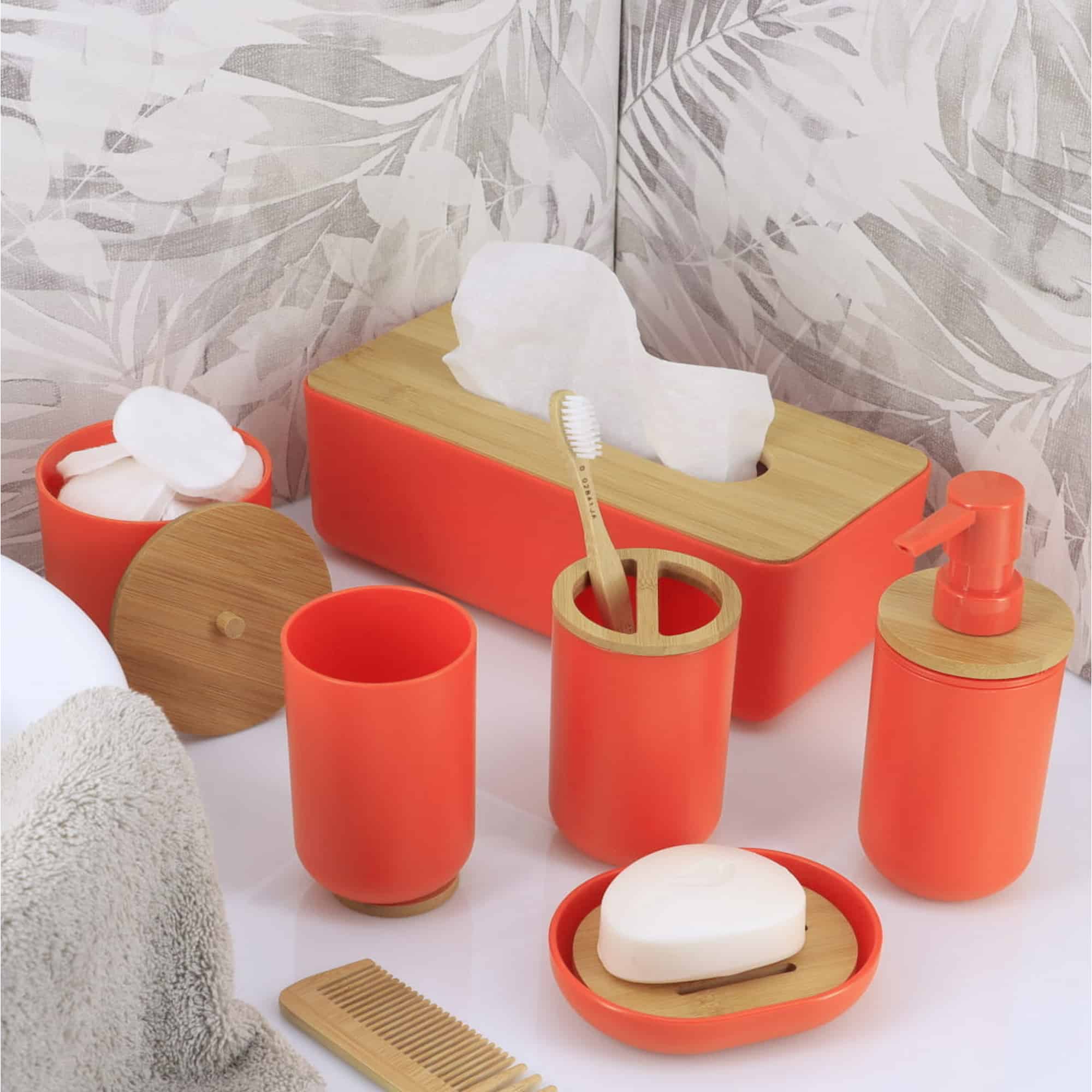 full collection in orange and bamboo for home decor