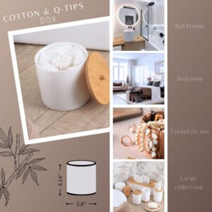 Cotton and Q-tips box dimensions and versatile use collage