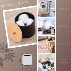 Cotton and Q-tips box dimensions and versatile use collage
