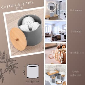 Cotton and Q-tips box dimensions and versatile use collage