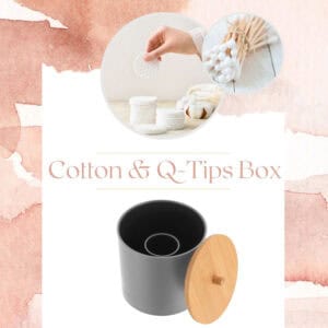 Cotton and Q-tips box product features graphic