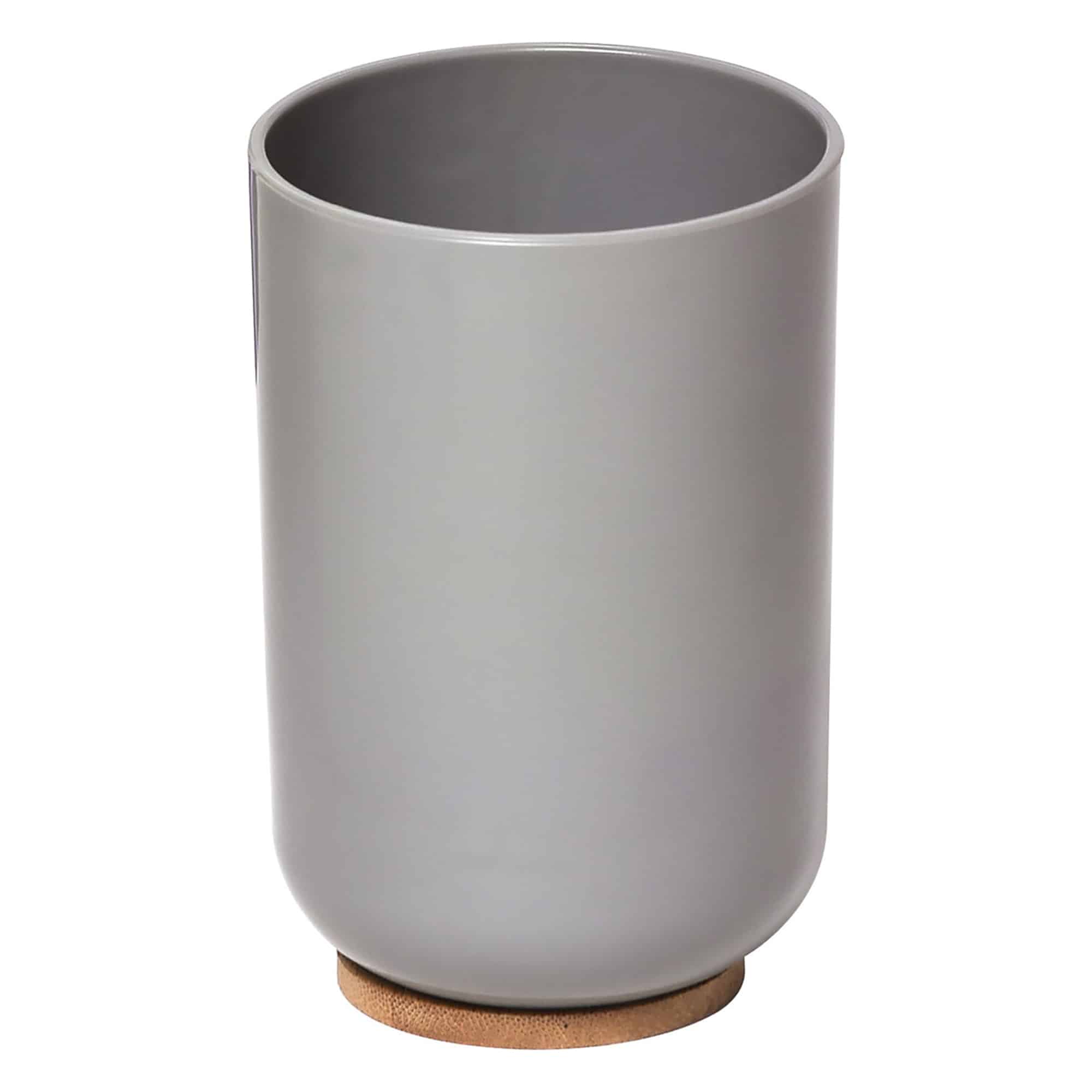 gray and bamboo bathroom tumbler cup