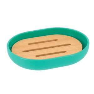 green and bamboo soap bar holder