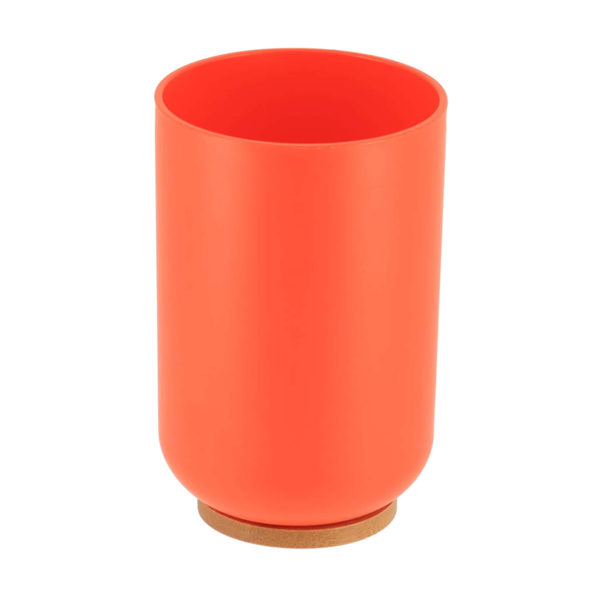orange and bamboo bathroom tumbler cup