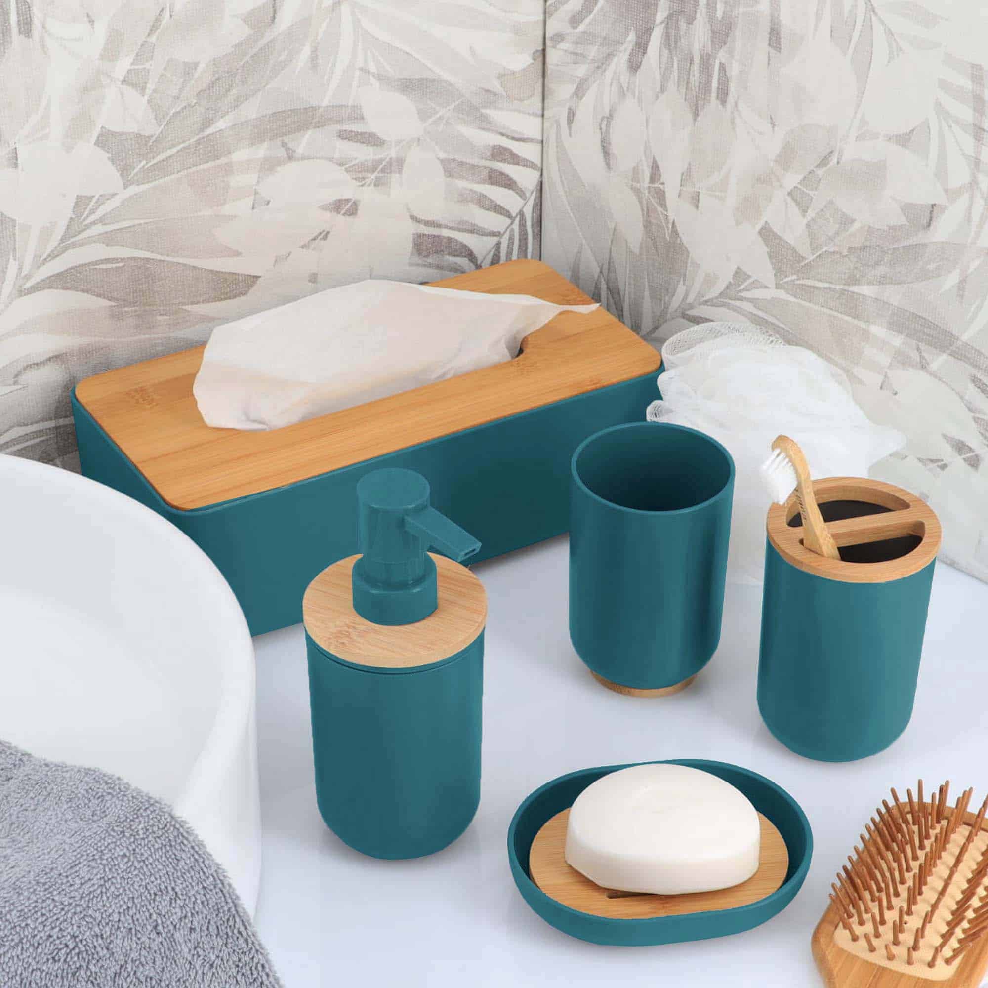 full collection in blue and bamboo for home decoration