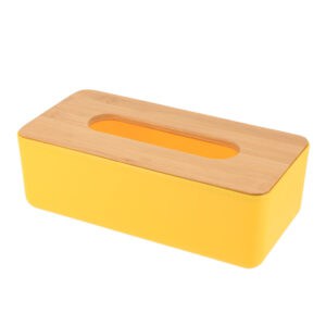 yellow and bamboo tissue box cover