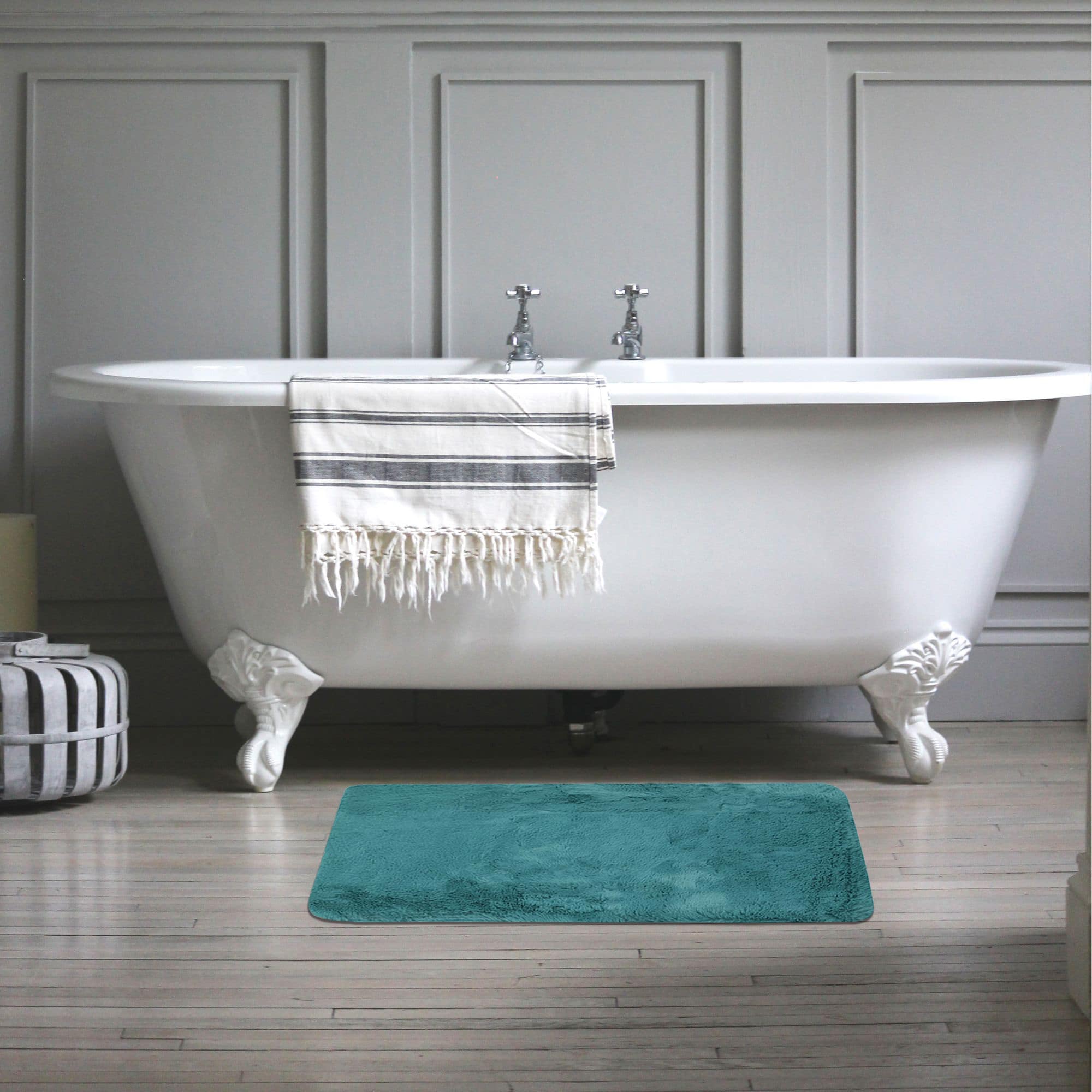 alfombra de baño super suave efecto felpa en color teal