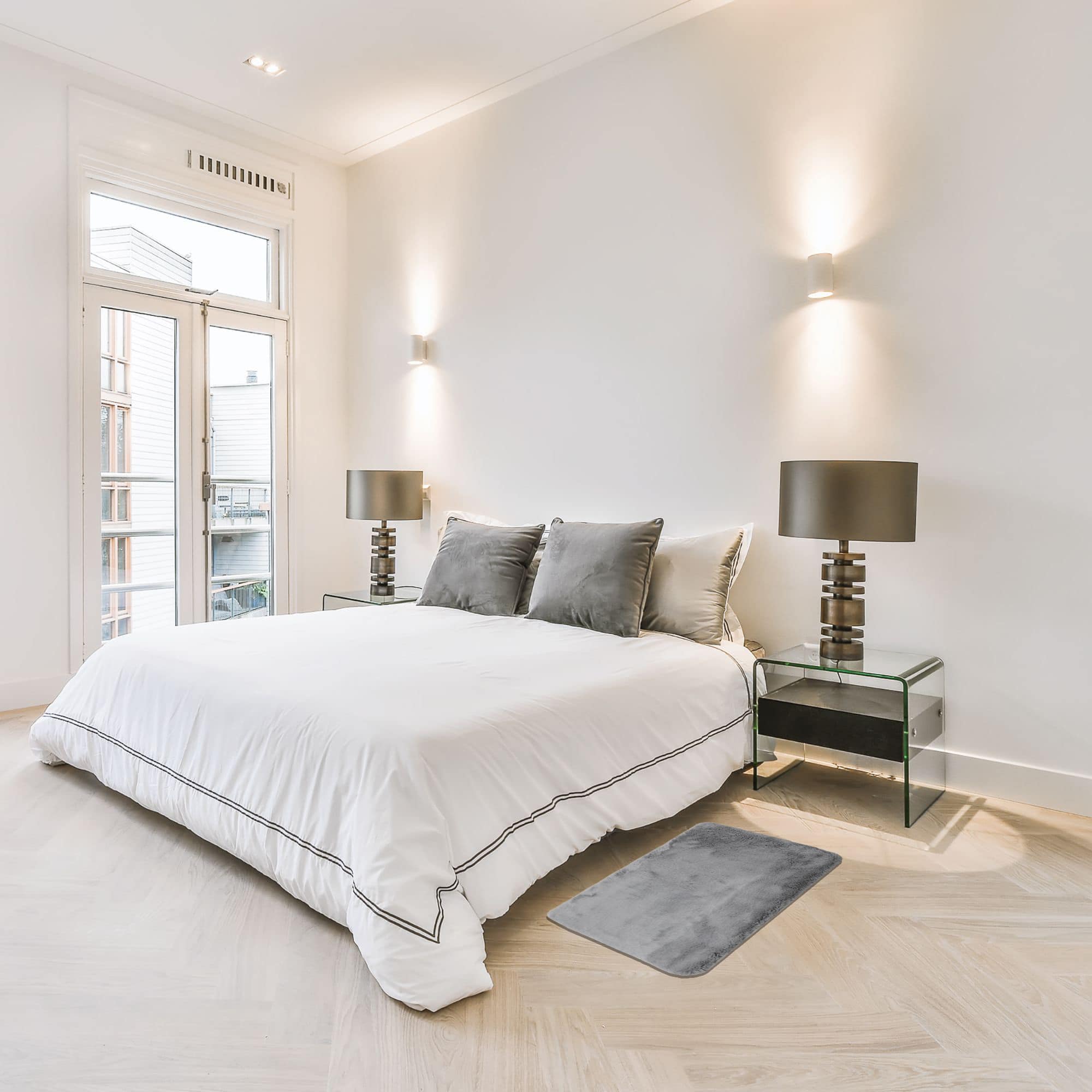 luxury grey floor mat for bedroom