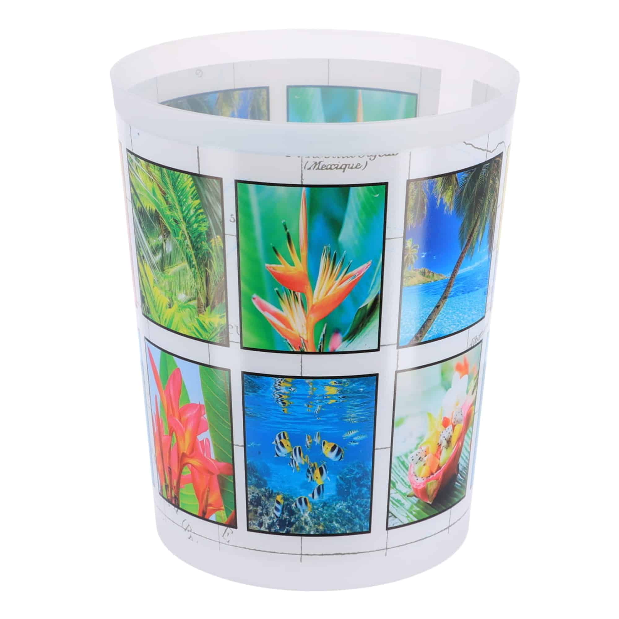 decorative plastic trash can with island pictures