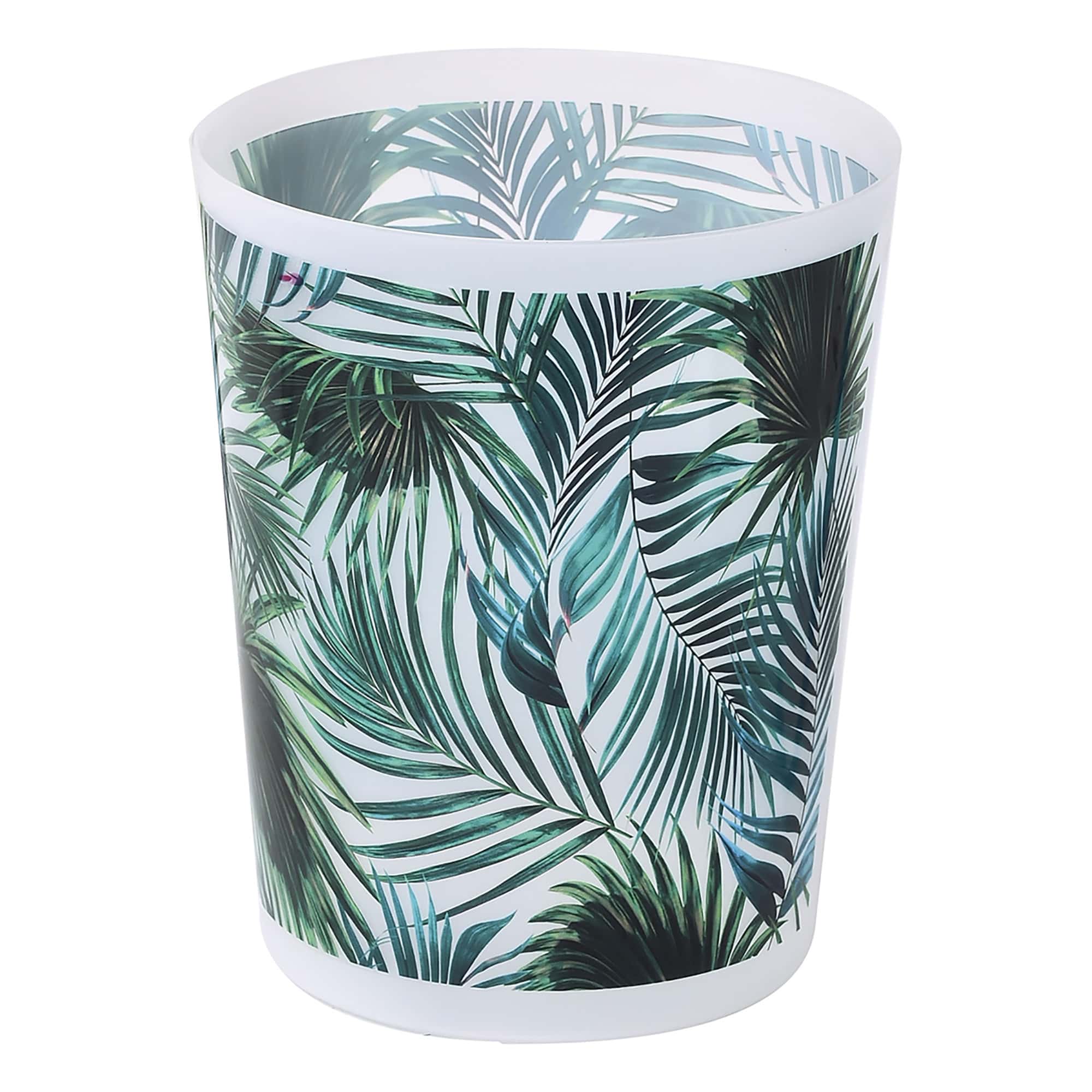 decorative plastic trash can with palm leaf design