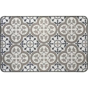 A single Paco printed kitchen mat on a plain white background, showing the blue and gray Moorish tile design with rounded corners and bound edges.