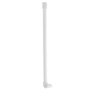 White ceiling support rod for shower curtain rods, vertical stabilizer bar with adjustable clip, prevents sagging on corner rods