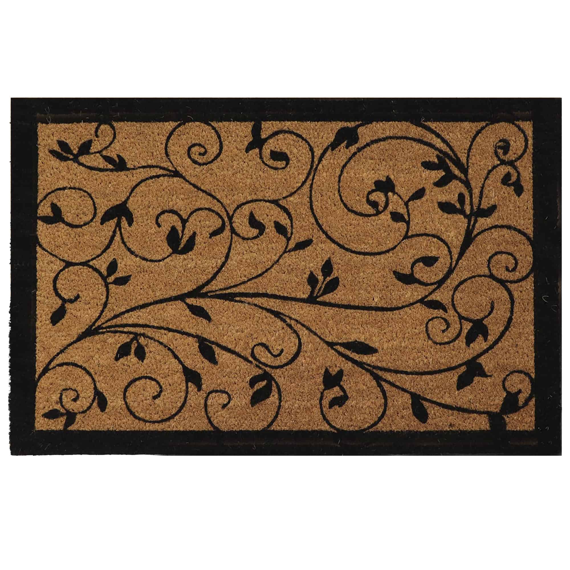 coco doormat with LEAFY VINE print on white background