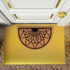 half-moon doormat in position at entrance door