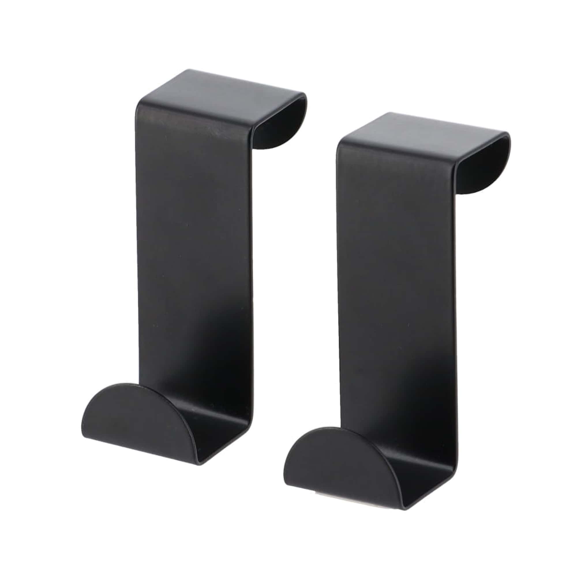 set of 2 black stainless steel over the cabinet door hooks