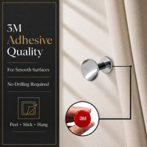 3M self adhesive backing for a heavy duty grip on smooth surfaces, no drilling required