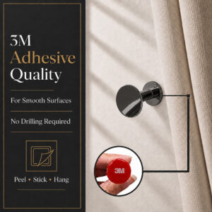 3M self adhesive backing for a heavy duty grip on smooth surfaces, no drilling required