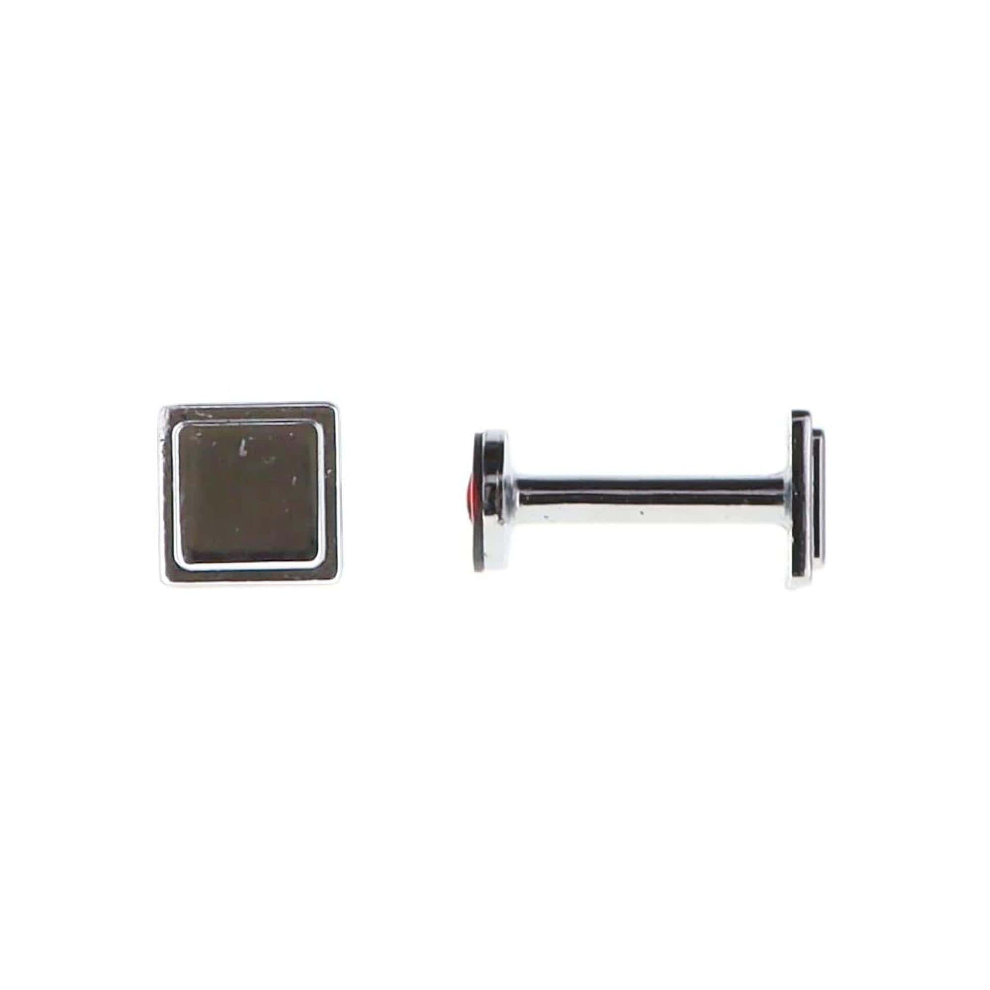 pair of metal hooks for curtain holdbacks in shiny chrome with square design