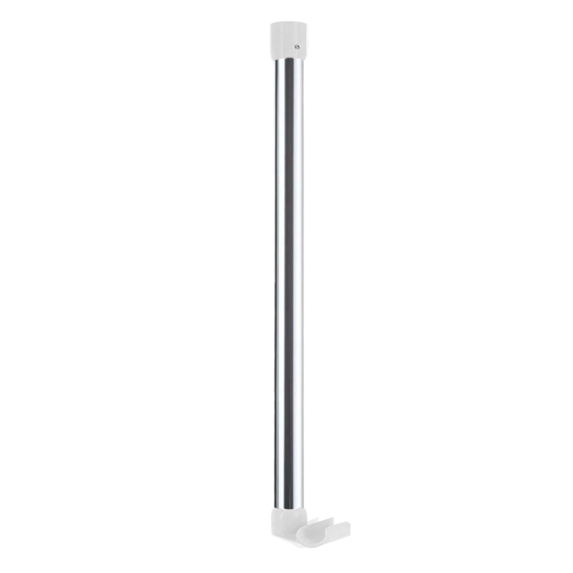 Single chrome ceiling support rod for holding shower curtain rod