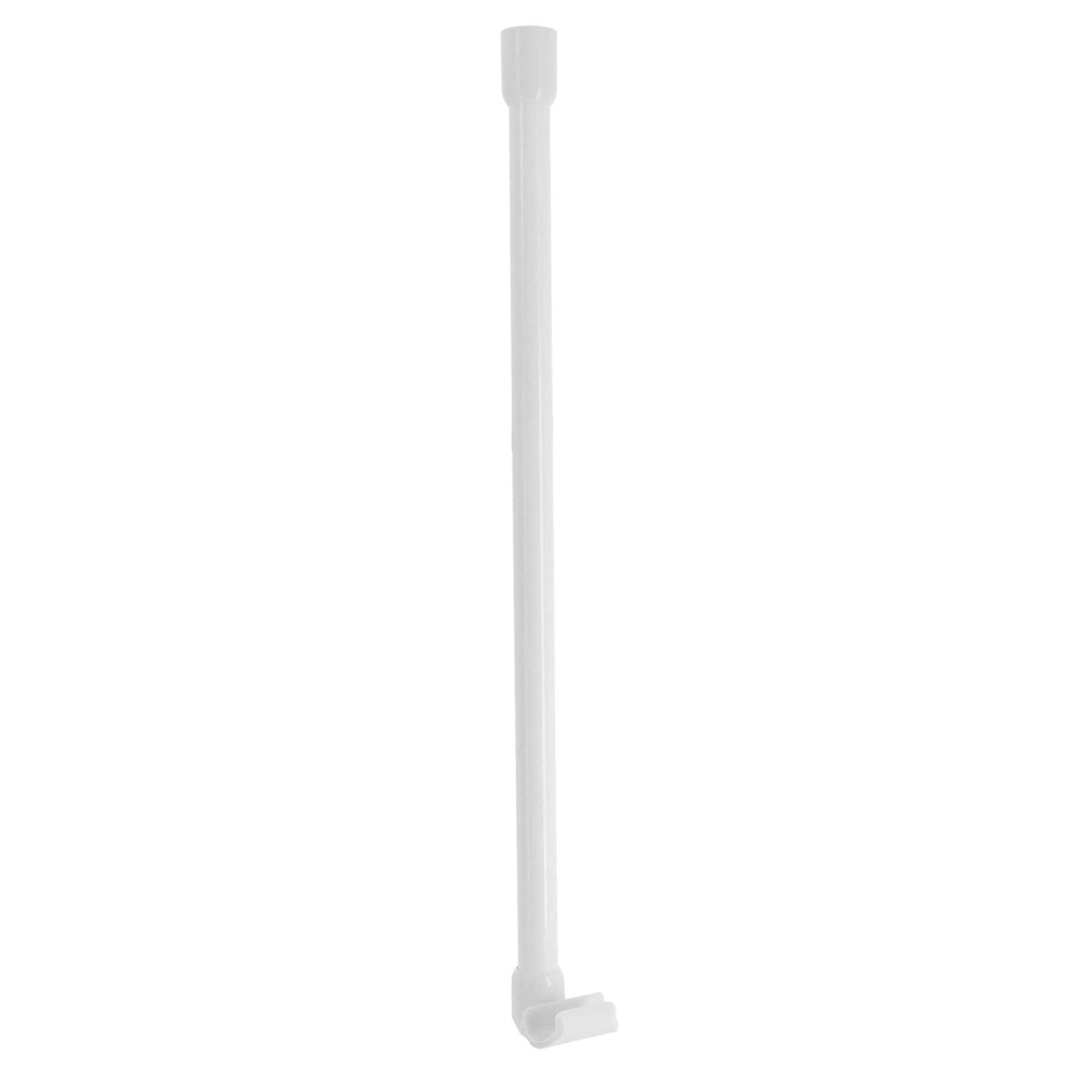 White adjustable ceiling support rod for shower curtain rail, minimalist design