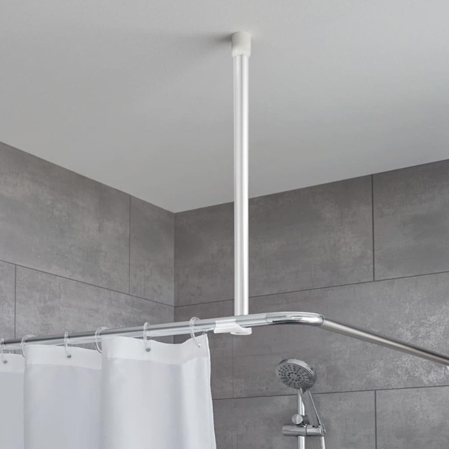 White Ceilingmounted Adjustable Shower Rod Holder Shower Rod