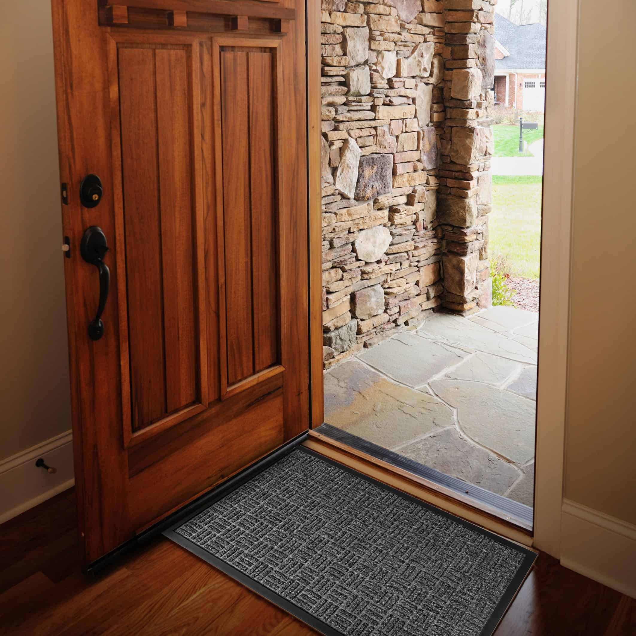Evideco Welcome Half Round Front Doormat Outdoor 30 x 18 Rubber Door Mat for Entry Way