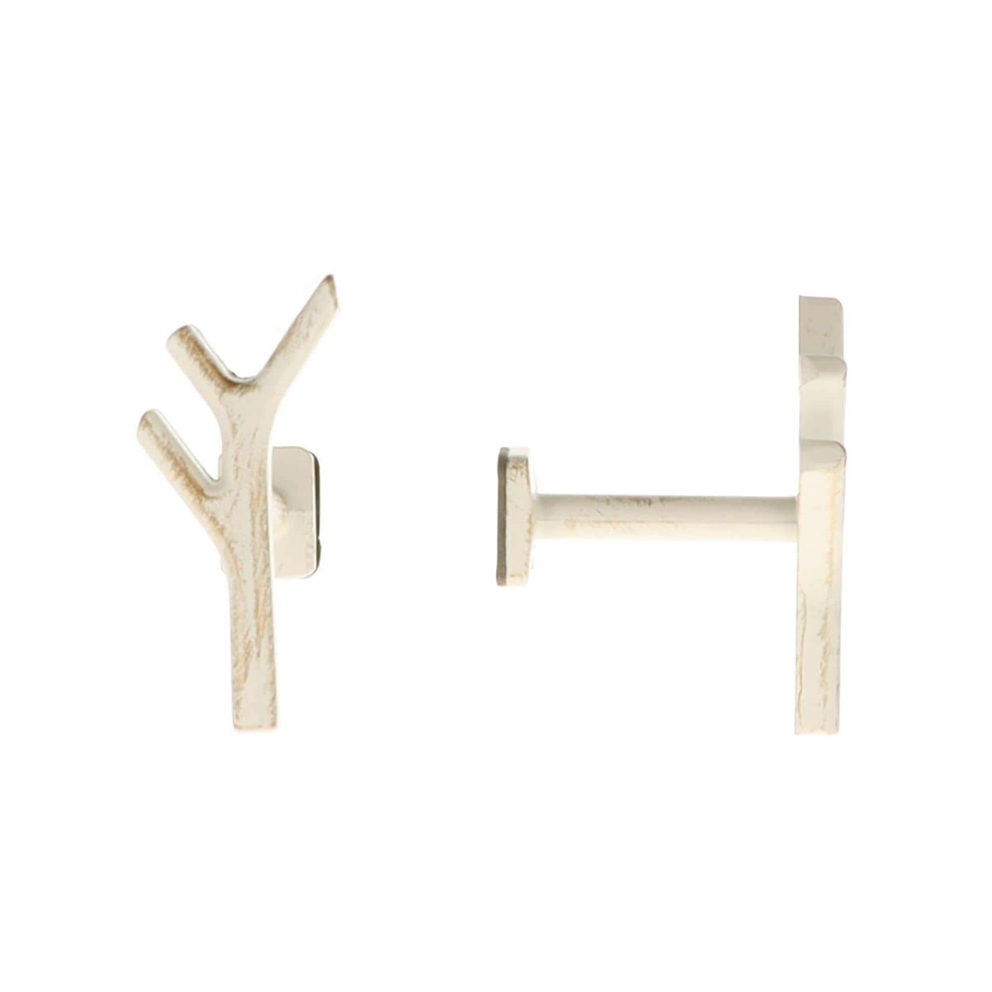 pair of metal hooks for curtain holdbacks in ecru and gold with natural design