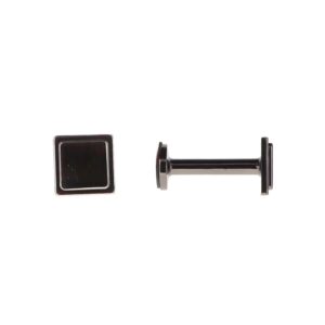 pair of metal hooks for curtain holdbacks in shiny graphite with square design