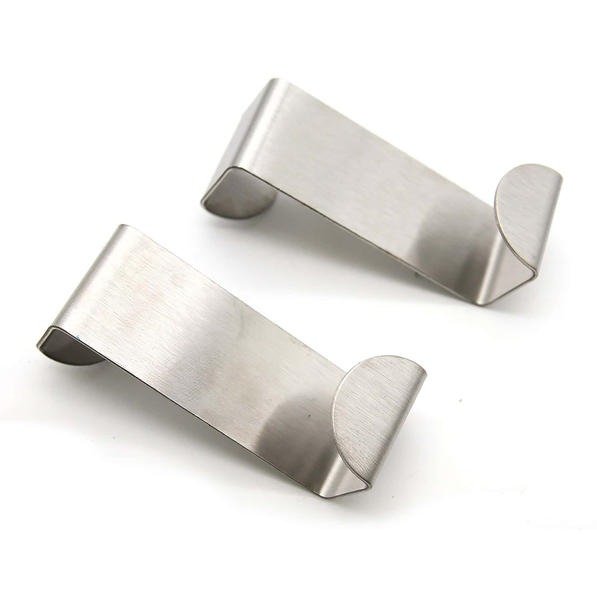 set of 2 silver stainless steel over the cabinet door hooks