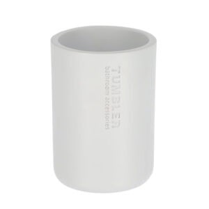 Matte white bathroom tumbler toothbrush holder on white background