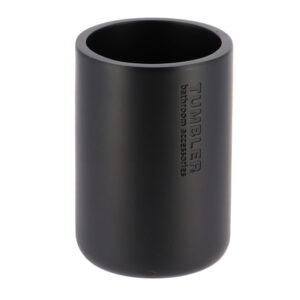 Sleek Matte Black Bathroom Tumbler Polyresin Toothbrush Holder Sophisticated Design for Refined Bath Decor