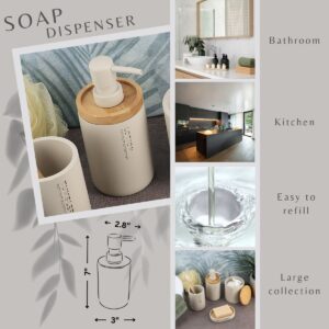Practical beige soap dispenser displayed in diverse environments